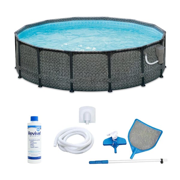 Summer Waves P4A01648B Elite 16 ft. x 48 in. Round Above Ground Frame Swimming Pool Set