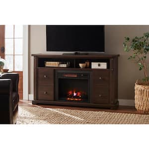 Brannen 60 in. Freestanding Industrial Media Console Electric Fireplace TV Stand in Midnight Cherry