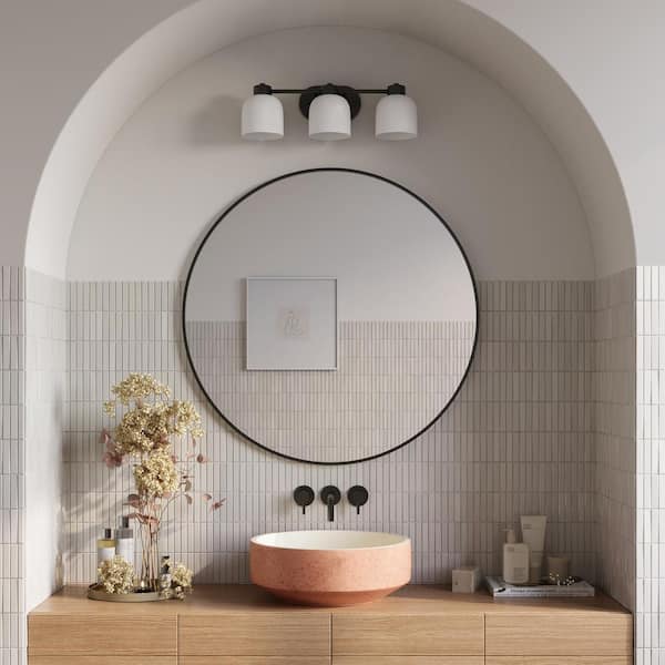 Progress Lighting Avec 22 in. 3-Light Matte Black Contemporary Bath Vanity Light