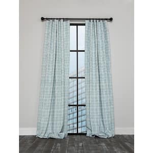 Patrice 52 in. x 120 in. Blackout Thermal Rod Pocket Curtain Single Panel in Blue