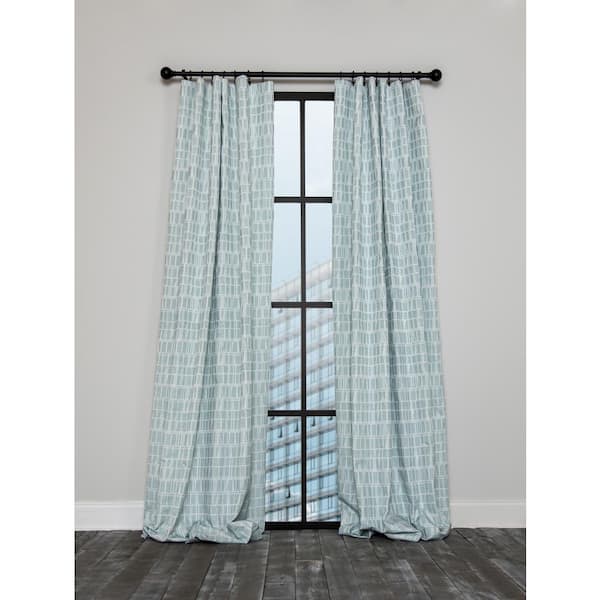 Manor Luxe Blue Geometric Thermal Rod Pocket Blackout Curtain - 52 in. W x 96 in. L