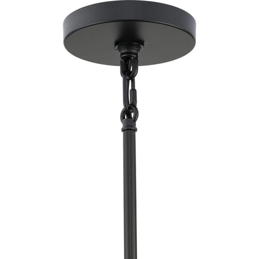 Rivera Matte Black 4-Light Chandelier with Textured Glass