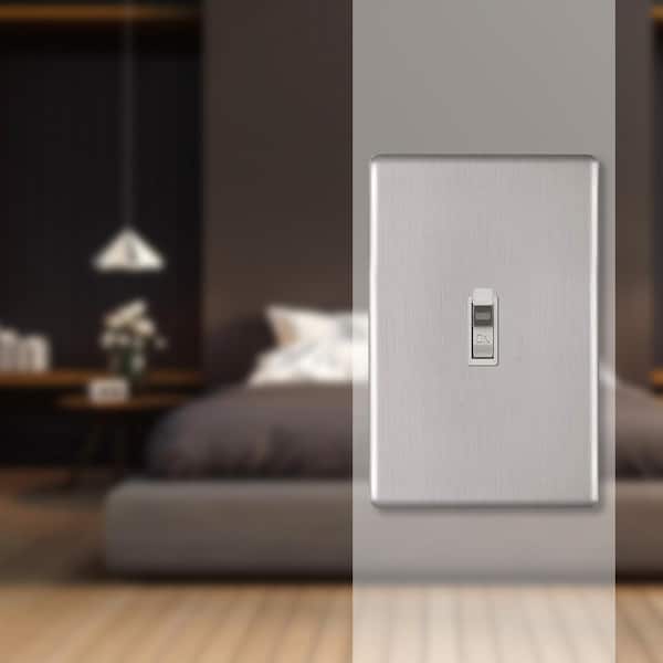 Kentley Screwless 1-Gang Toggle Steel Wall Plate - Brushed Nickel
