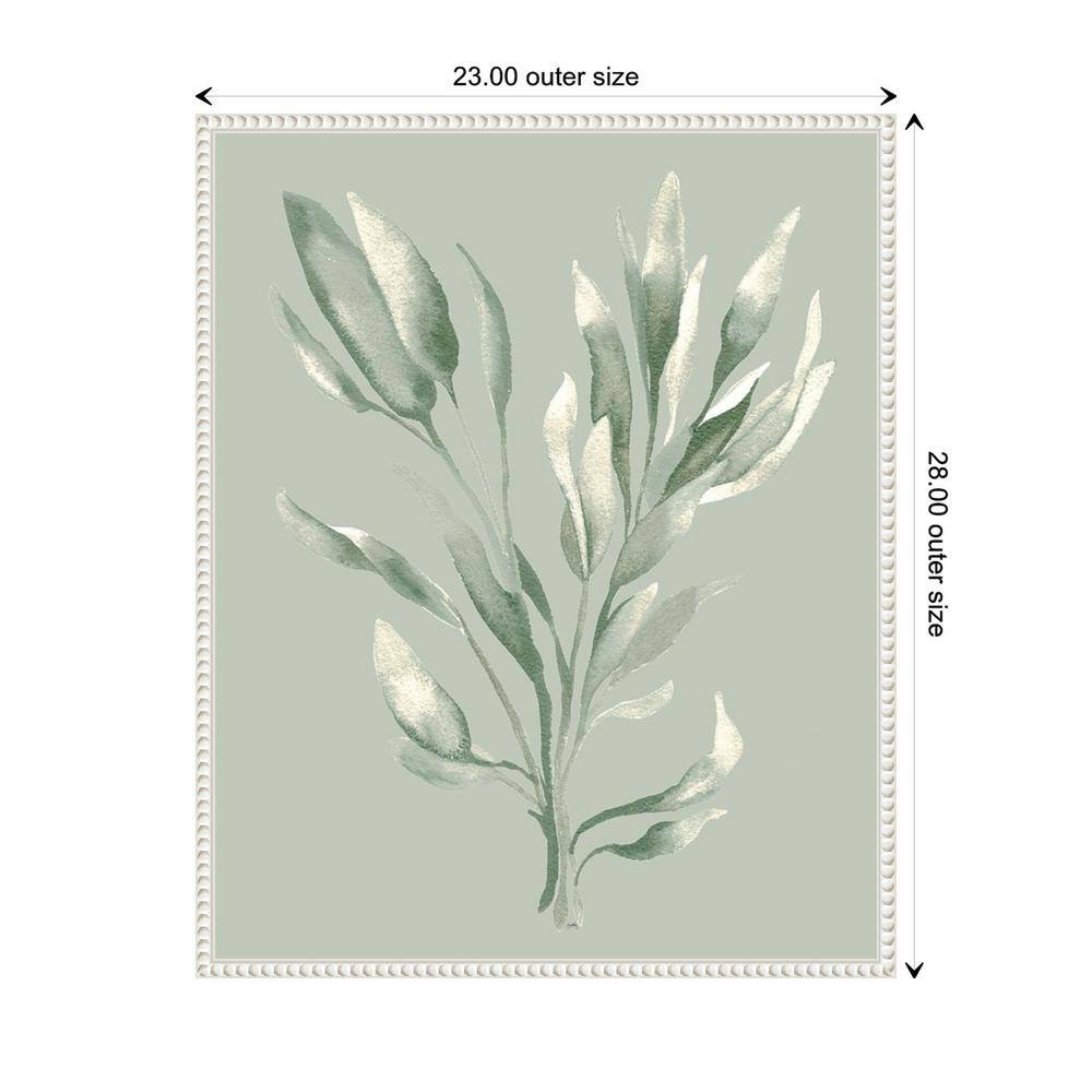 Tonal Green Ferns Beaded Framed Canvas Wall Art