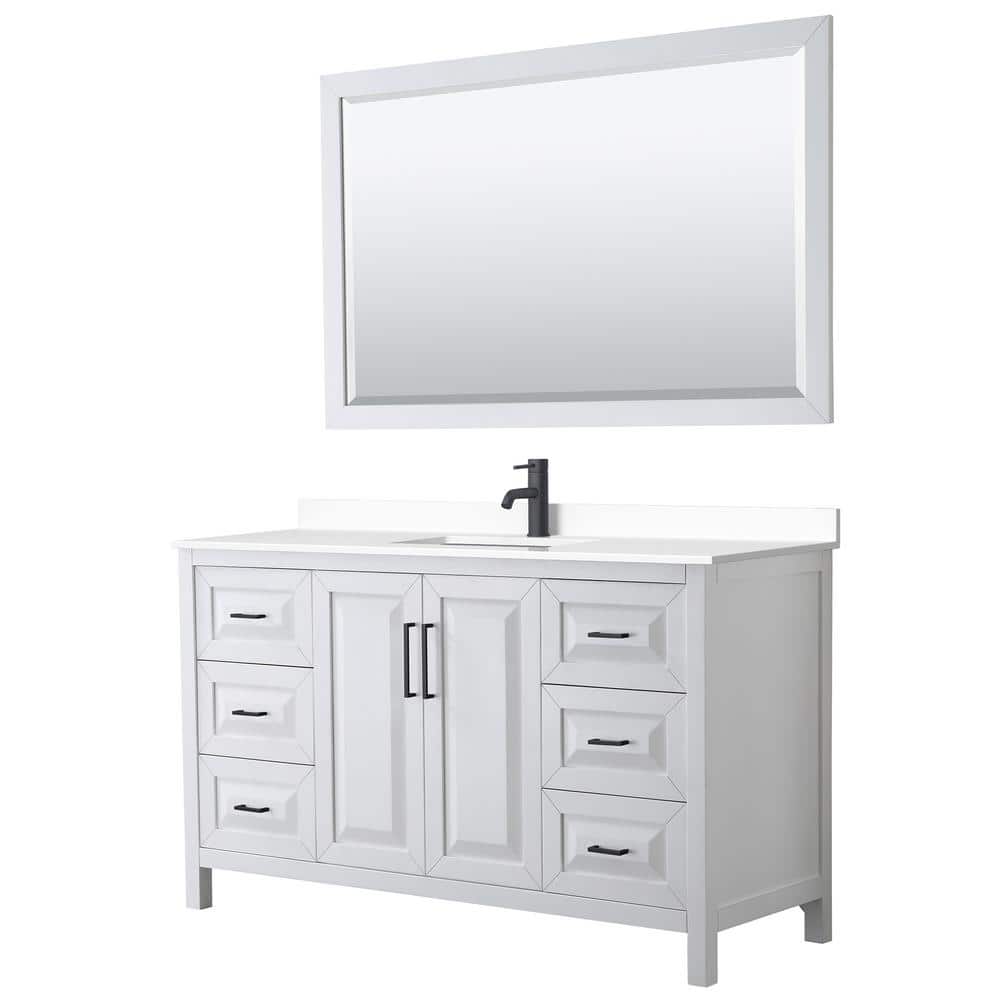 Daria 60 in. W x 22 in. D x 35.75 in. H Single Bath Vanity in White with White Cultured Marble Top and 58 in. Mirror price history on PriceWatchPro