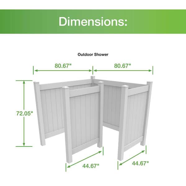 Barrette Outdoor Living 6.4 ft. x 6.4 ft. White Vinyl Fence Panel Outdoor Changing Room