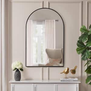 Large Arched Black Classic Accent Mirror (39 in. H x 26 in. W)