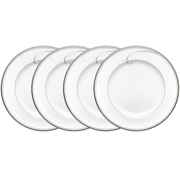 Noritake Platinum Wave 6.75 in. (Platinum) Porcelain Bread and Butter/Appetizer Plates, (Set of 4)