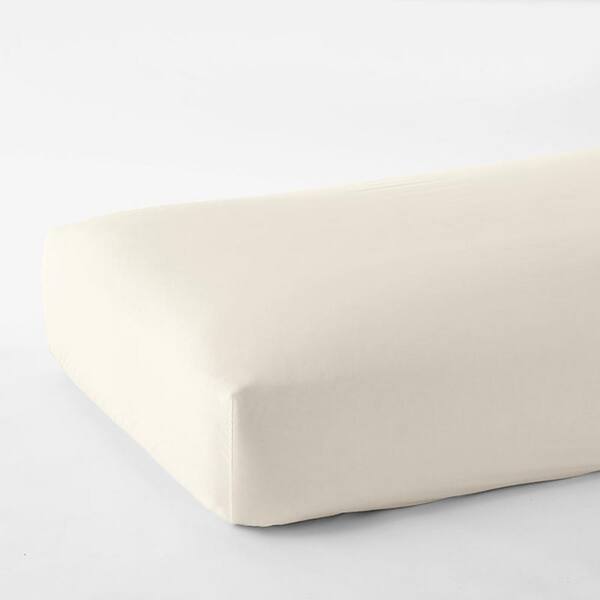 The Company Store Company Cotton Sateen Ivory Cotton Twin XL Fitted Sheet