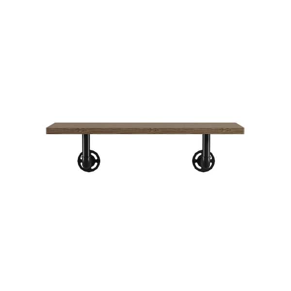 Furniture of America Jaxon 9 in. x 24 in. x 7 in. Sand Black and Light Pure Copper Wood Floating Decorative Wall Shelf with Brackets