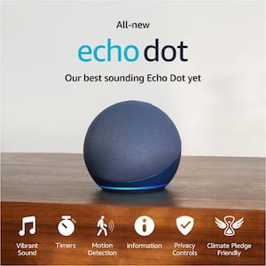 Echo Dot (5th Gen, 2022 release) Smart speaker with Alexa Deep Sea  Blue B09B93ZDG4 - The Home Depot