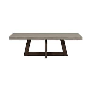 55 in. Medium Gray Concrete Top/Dark Gray Oak for Legs Rectangle Concrete Coffee Table