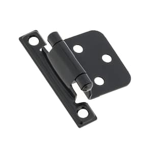 Variable Overlay Matte Black Semi-Concealed Self-Closing Square-Edged for Face Frame Cabinet Hinge (2-Pack)