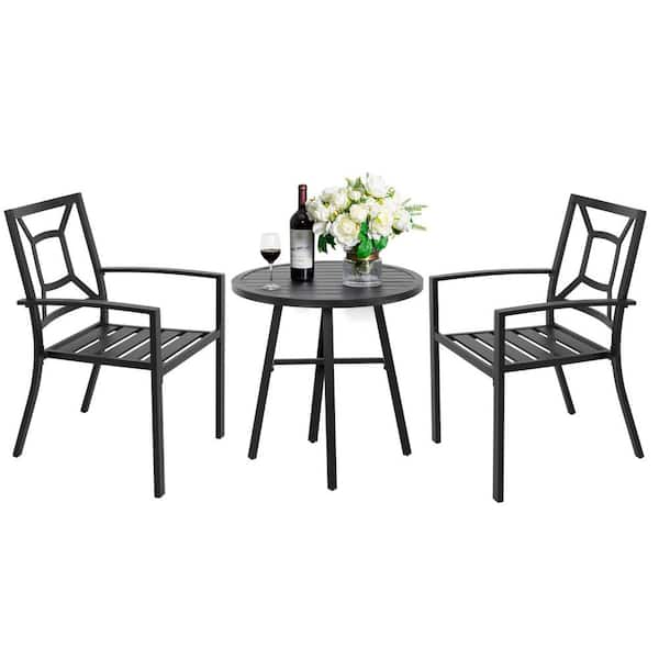 Nuu Garden Stacking Wrought Iron Outdoor Patio Bistro Chair 2 Pack Db135 The Home Depot - Wrought Iron Patio Table And Chairs Home Depot