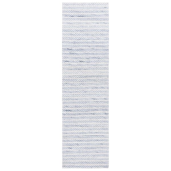 Marbella Blue Ivory 2 ft. X 8 ft. Border Striped Runner Rug