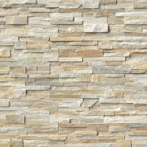 MSI Take Home Tile Sample - Golden Honey Splitface Ledger Panel 6 in. x 6 in. Quartzite Wall Tile