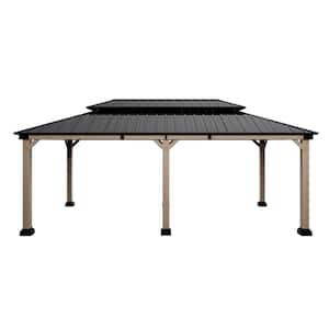 Beverly Hills 12 ft. x 20 ft. Outdoor Fir Solid Wood Frame Patio Gazebo Canopy Shelter with Galvanized Steel Hardtop