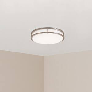 16 in. 1-Light Brushed Nickel Dimmable LED Flush Mount
