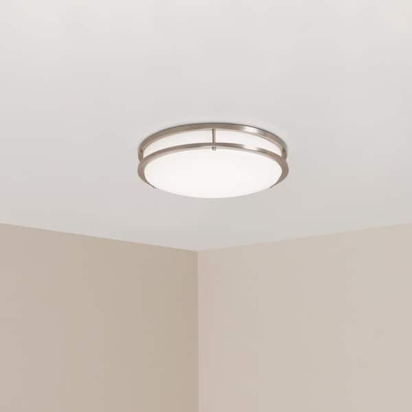 16L x 16W x 4H 16L x 16W x 4H Home Selects International HomeSelects 6106 Flush Mount Ceiling Light Brushed Nickel with Opal Glass Globe 