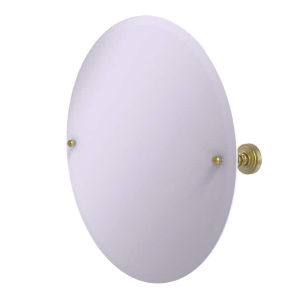 Allied Brass Prestige Skyline Frameless Round Tilt Mirror with Beveled Edge in Satin Brass