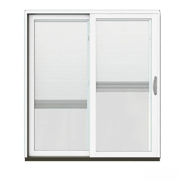 JELD-WEN 72 in. x 80 in. W-2500 Contemporary Red Clad Wood Left-Hand Full Lite Sliding Patio Door w/White Paint Interior