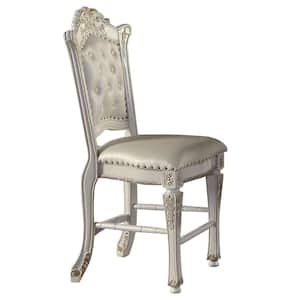 Vendome Antique Pearl Finish Leather Side Chair Set of 2 with No Additional Features