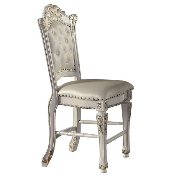 Acme Furniture Vendome Antique Pearl Finish Leather Side Chair Set of 2 with No Additional Features