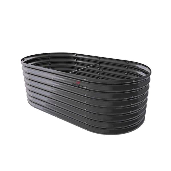 6 ft. x 3 ft. x 2 ft. Metal Oval Galvanized Raised Garden Bed for Vegetables and Flowers Outdoor in Gray