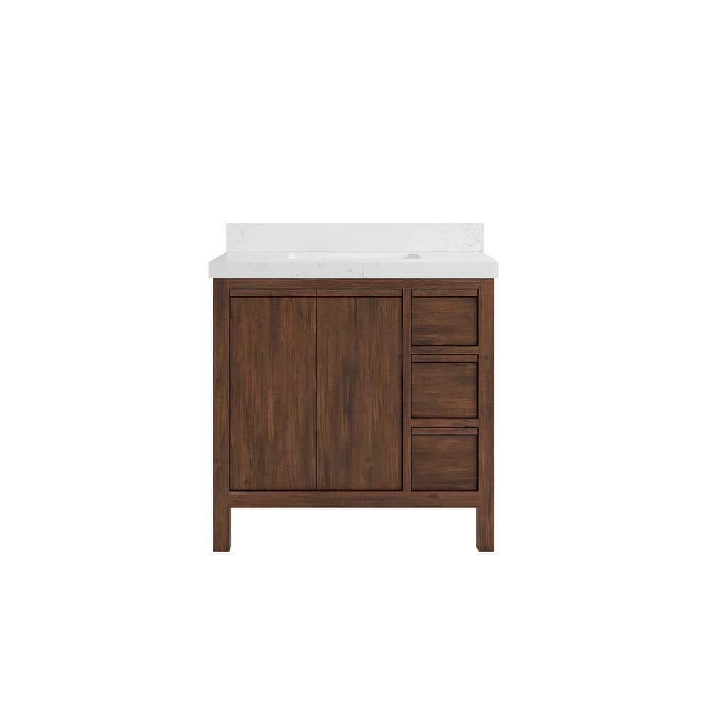 "Elizabeth Teak 36 in. W x 22 in. D x 36 in. H Single Sink Bath Vanity Center in Dark Walnut with 2"" Empira Quartz Top" price history on PriceWatchPro