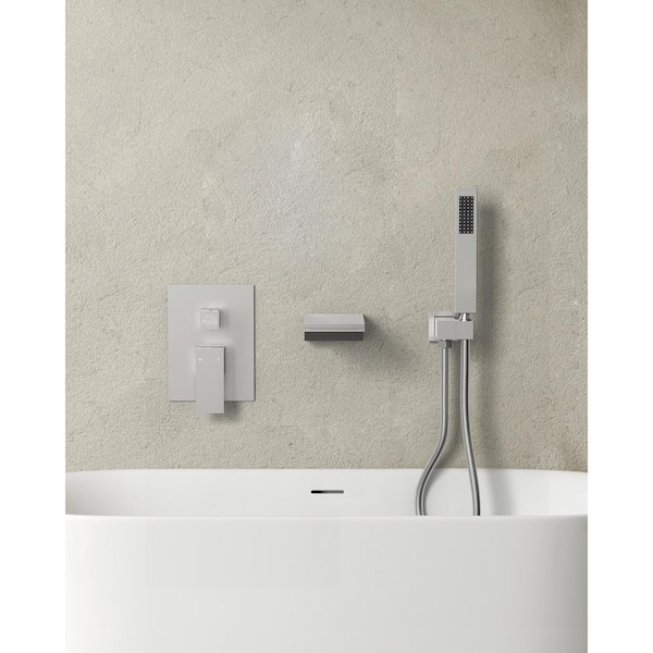 EVERSTEIN Single-Handle 2-Spray Tub and Shower Faucet with Waterfall Bathtub Faucet in Brushed Nickel (Valve Included)