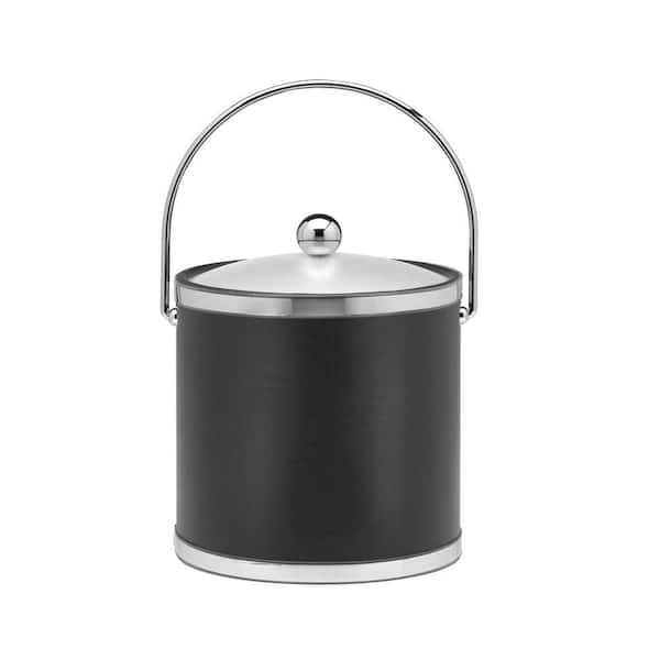 Sophisticates 3 Qt. Black w/Polished Chrome Ice Bucket with Bale Handle, Acrylic Cover