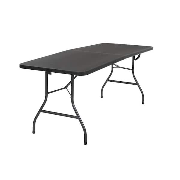 72 in. Black Metal Fold-in-Half Folding Banquet Table