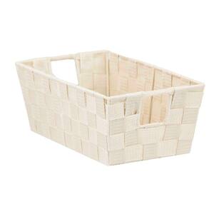 4.5 in. H x 11.5 in. W x 10.5 in. D Ivory Fabric Cube Storage Bin