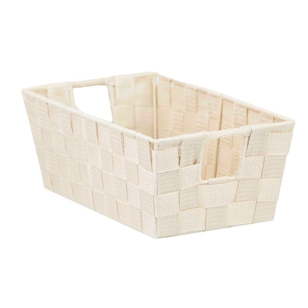 Home Basics 4.5 in. H x 11.5 in. W x 10.5 in. D Ivory Fabric Cube Storage Bin