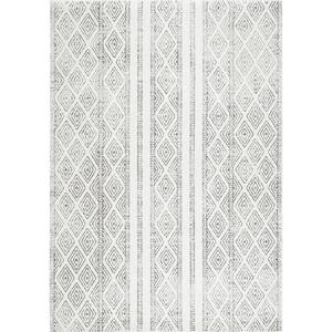 Sarina Tribal Diamond Striped Gray 8 ft. x 10 ft. Area Rug