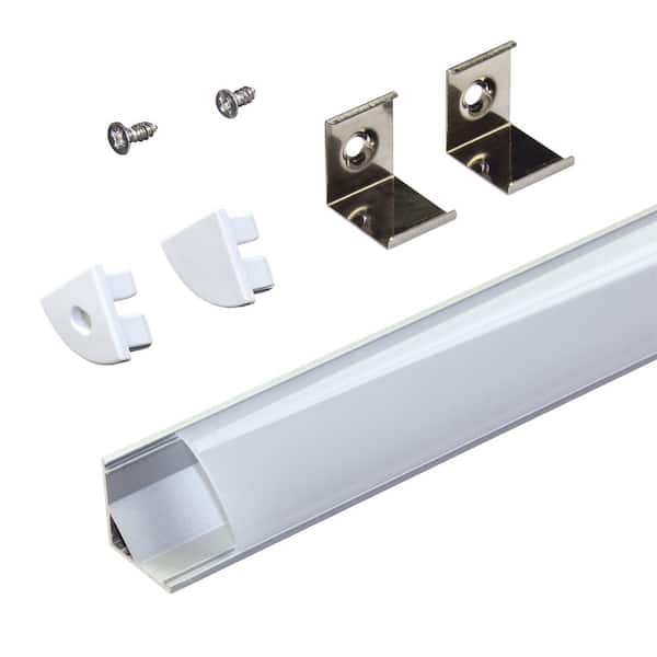 Corner Mount LED Tape Light Channel Mounting Hardware, Silver (5-Pack)
