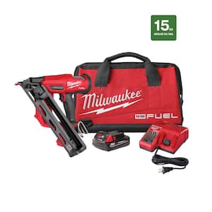 M18 FUEL 18-Volt Lithium-Ion Brushless Cordless Gen II 15-Gauge Angled Finish Nailer Kit with 2.0Ah Battery and Charger