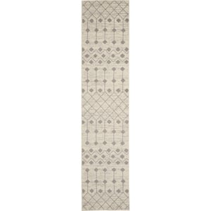 Grafix Ivory/Grey 2 ft. x 10 ft. Moroccan Boho Kitchen Runner Area Rug