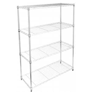 Heavy Duty 4-Shelf Shelving Unit with Wheel and Adjustable Feet, 36 in. (L) x 14 in. (W) x 54 in. (H), Chrome