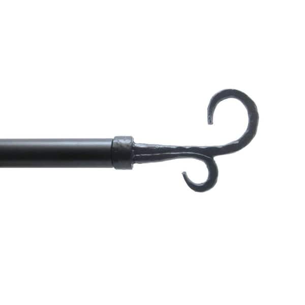 Home Decorators Collection 36 in. - 72 in. 1 in. Iron Hammered Crook Single Rod Set in Black