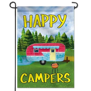18 in. x 12.5 in. Happy Campers Decorative Summer Vacation Double Sided Garden Flags