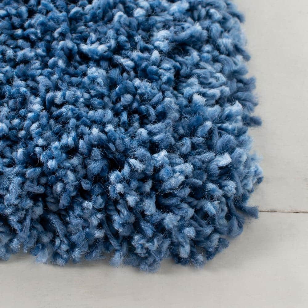 Blue Synthetic Shag Area Rug 2'7" x 5'