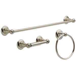 Porter 3-Piece Bath Hardware Set with Towel Ring, Toilet Paper Holder and 24" Towel Bar in SpotShield Brushed Nickel