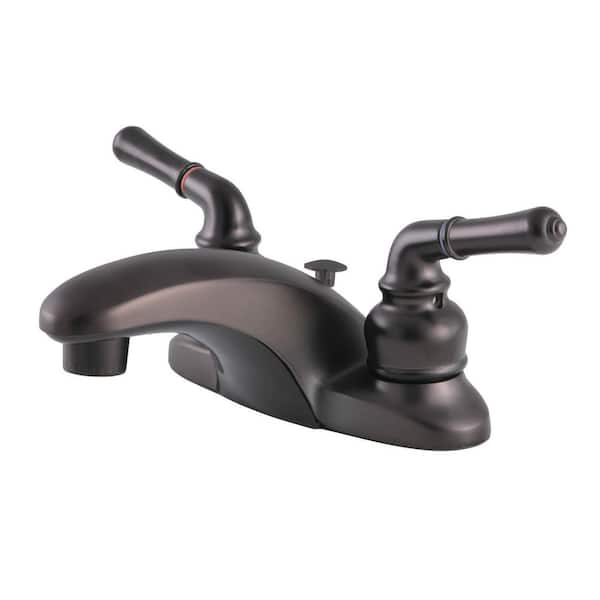 Kingston Brass Magellan 4 in. Centerset 2-Handle Bathroom Faucet with Brass Pop-Up in Oil Rubbed Bronze
