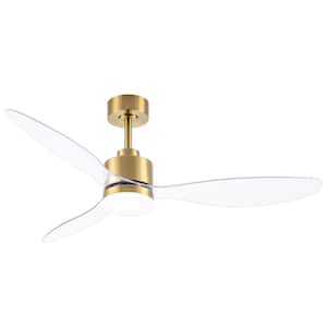 Sawyer 52 in. Integrated LED Indoor Clear-Blade Gold Ceiling Fans with Light and Remote Control Included