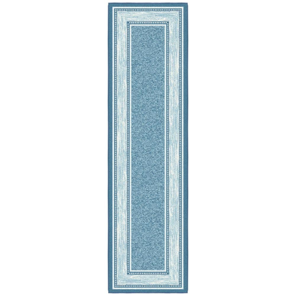 Ottohome Collection Non-Slip Rubberback Bordered Design 2x7 Indoor Runner Rug, 1 ft. 10 in. x 7 ft., Teal Blue price history on PriceWatchPro