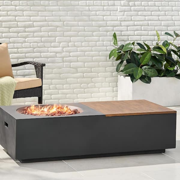 56 in. Dark Gray Rectangular Propane Outdoor Fire Pit
