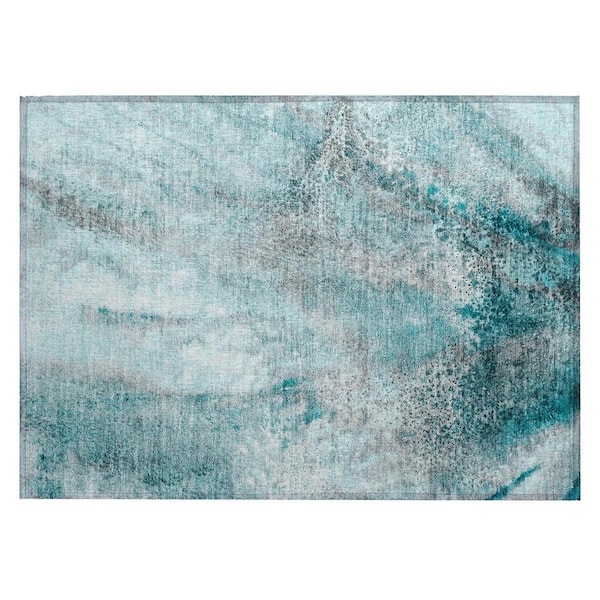 HomeRoots Gray and Ivory 2 ft. x 3 ft. Abstract Indoor/Outdoor Area Rug