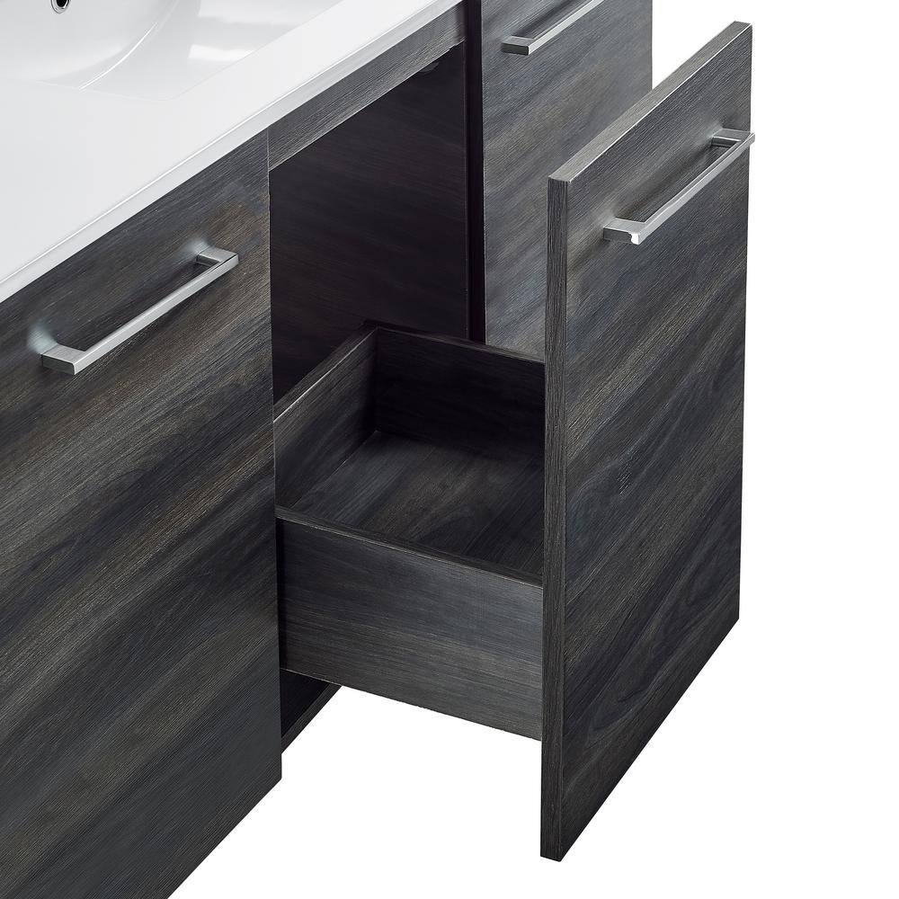 Annecy 48" Black Walnut Freestanding Bathroom Vanity with White Basin