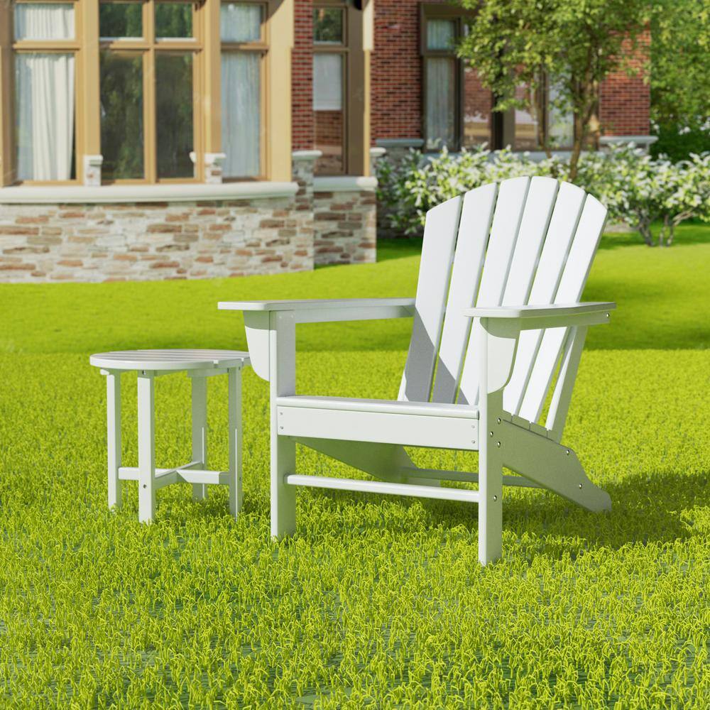 White 18" Round Polywood Outdoor Side Table